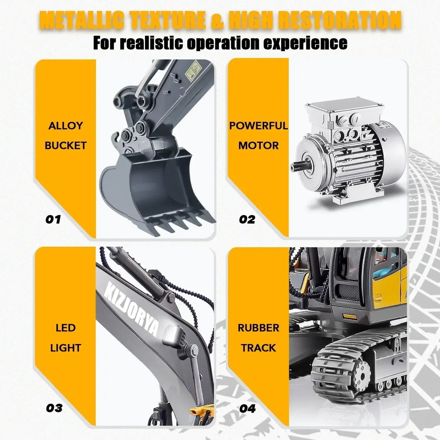 RETROS™ - Excavadora RC 9CH con Movimiento Realista y Alta Resistencia