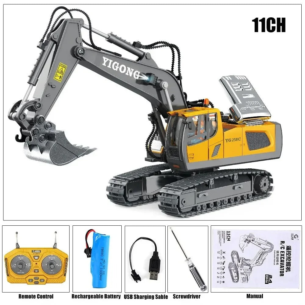 RETROS™ - Excavadora RC 9CH con Movimiento Realista y Alta Resistencia